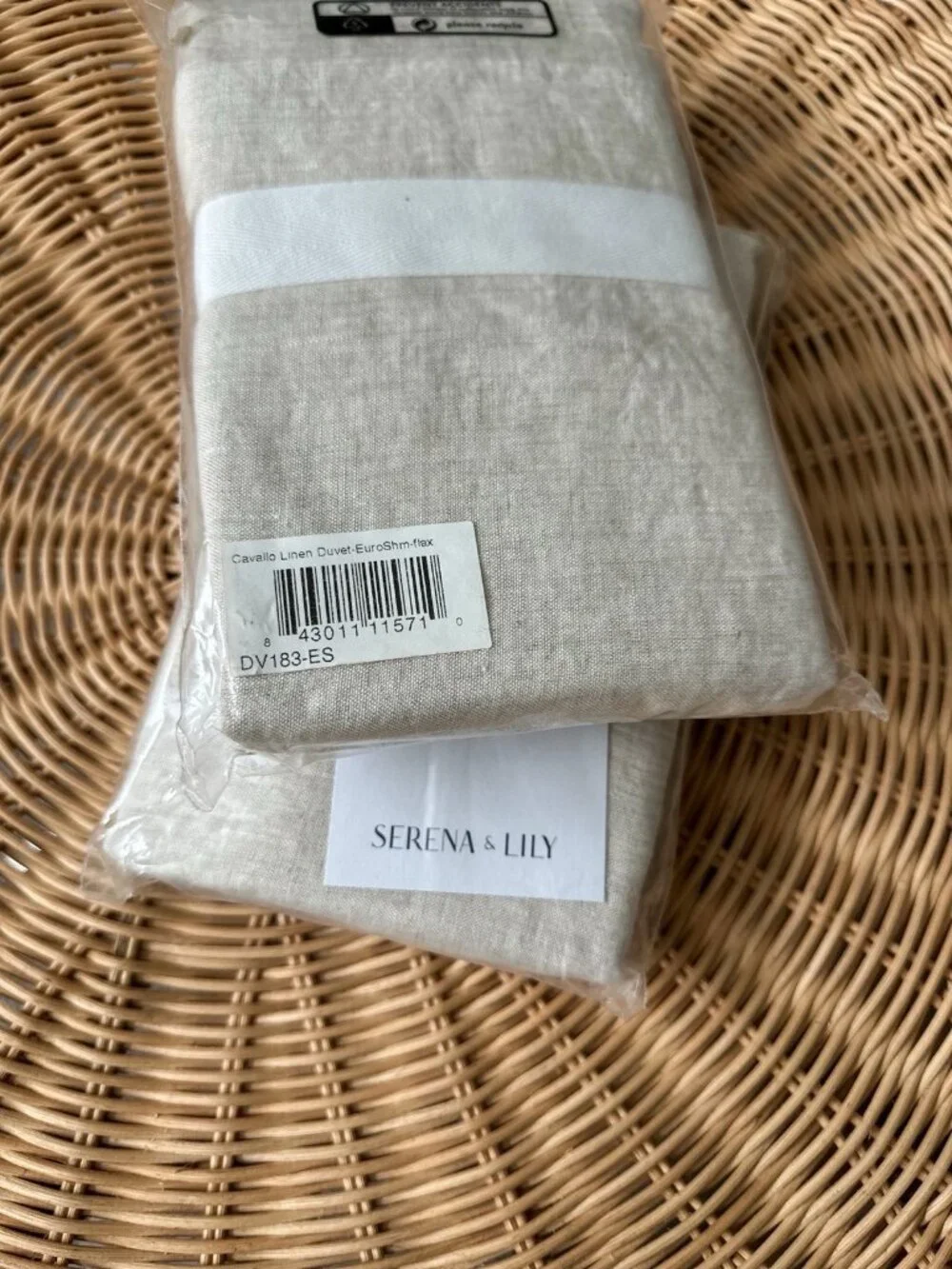 NEW Serena & Lily Cavallo Linen Euro Pillow Shams (Set of 2)-Flax Beige